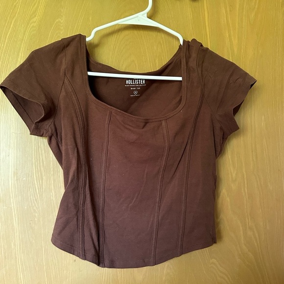 Hollister Cropped Corset Style Brown Top - Picture 1 of 3